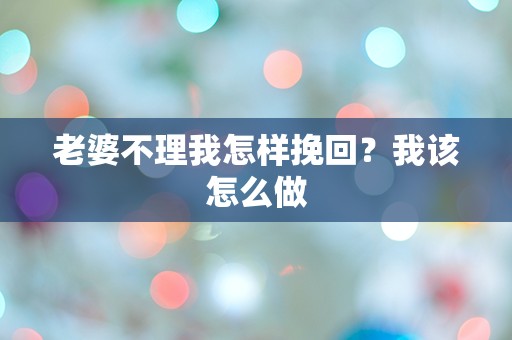 老婆不理我怎样挽回？我该怎么做