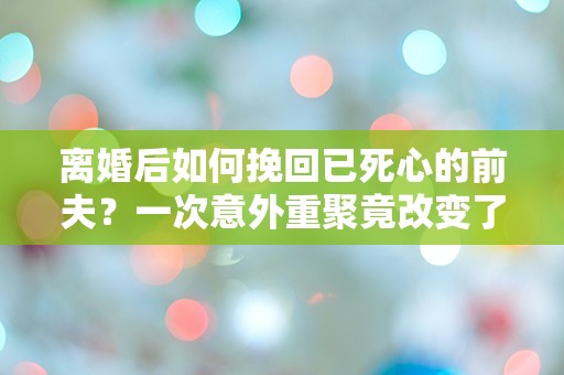 离婚后如何挽回已死心的前夫？一次意外重聚竟改变了一切！