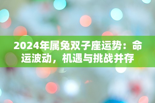 2024年属兔双子座运势：命运波动，机遇与挑战并存