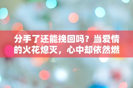 分手了还能挽回吗？当爱情的火花熄灭，心中却依然燃烧的疑问！