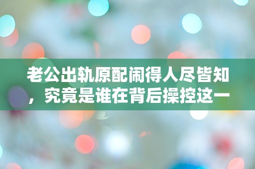 老公出轨原配闹得人尽皆知，究竟是谁在背后操控这一切？