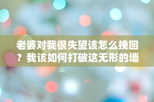 老婆对我很失望该怎么挽回？我该如何打破这无形的墙？